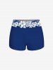 Tropical Leaf Hibiscus Flower Colorblock Print Boyleg Hawaii Tankini Swimsuit(Adjustable Shoulder Strap) -  