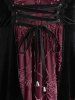 Plus Size Halloween Grommet Lace-up Spider Web Flocking Scalloped Lace Trim Velvet Tank Dress -  