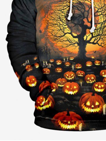 Halloween Costume Pumpkin Moon Tree Print Plus Size Matching Outfit For Couples