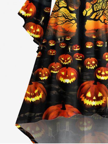 Halloween Costume Pumpkin Moon Tree Print Plus Size Matching Outfit For Couples