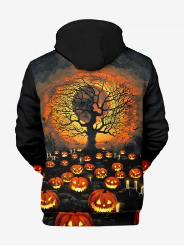 Halloween Costume Pumpkin Moon Tree Print Plus Size Matching Outfit For Couples