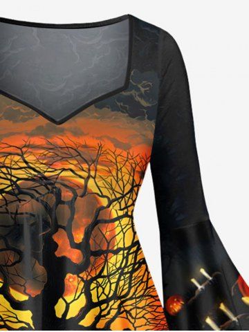 Halloween Costume Pumpkin Moon Tree Print Plus Size Matching Outfit For Couples