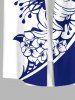 Tripical Leaf Hibiscus Flower Two Tone Colorblock Print Plus Size Matching Hawaii Beach Outfit For Couples -  