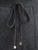Plus Size Mock Buttons Pocket Marled Drawstring Wide Leg Pants -  