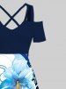 Plus Size Curve Floral Painting Splatter Print Hawaii Crisscross A Line Maxi Dress -  