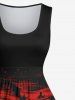 Plus Size Ghost Wizard Bat Fire Flame Spiral Sky Print Halloween Costume Vintage Swing A Line Dress -  