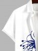 Plus Size Tripical Leaf Hibiscus Flower Two Tone Print Buttons Pocket Hawaii Shirt For Men -  