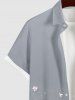 Plus Size Floral Curve Smoke Print Hawaii Button Pocket Shirt For Men -  