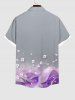 Plus Size Floral Curve Smoke Print Hawaii Button Pocket Shirt For Men -  