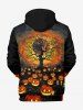 Sweat-Shirt à Capuche à Imprimé Citrouille D'Halloween et Arbre avec Cordon de Serrage Grande-Taille pour Hommes - Noir XL