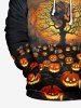 Sweat-Shirt à Capuche à Imprimé Citrouille D'Halloween et Arbre avec Cordon de Serrage Grande-Taille pour Hommes - Noir XL
