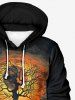 Sweat-Shirt à Capuche à Imprimé Citrouille D'Halloween et Arbre avec Cordon de Serrage Grande-Taille pour Hommes - Noir XL