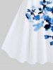 Plus Size Flowers Leaf Branch Watercolor Print Hawaii Tank Dress -  