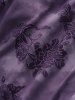 Plus Size Floral Butterfly Flocking Mesh Sun Buckle Lace Trim Ruched Ruffles Hooded Dress -  