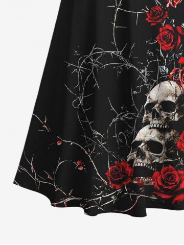 Halloween Costume Rose Flower Skulls Print Plus Size Matching Outfit For Couples