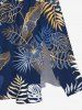 Plus Size Tropical Leaf Hibiscus Flower Metallic Print Split Hawaii Midi Dress -  