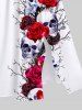 Plus Size Halloween Costume Rose Flowers Skulls Print Split Midi Dress -  