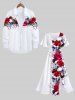 Plus Size Halloween Costume Rose Flowers Skulls Print Split Midi Dress -  