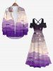 Plus Size Glitter Sparkling Star Ombre Cloud Print Hawaii Crisscross A Line Maxi Dress -  