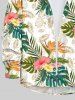 Plus Size Tropical Leaf Hibiscus Flower Pineapple Print Buttons Long Sleeve Hawaii Shirt For Men -  
