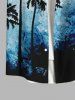 Plus Size Coconut Tree Oil Painting Ombre Print Buttons Pocket Hawaii Shirt For Men -  