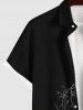 Chemise D'Halloween Rose Crâne Imprimés avec Poche de Grande Taille avec Boutons - Noir M