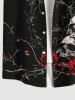 Chemise D'Halloween Rose Crâne Imprimés avec Poche de Grande Taille avec Boutons - Noir M