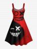 Plus Size Halloween Costume Colorblock Ghost Face Graffiti Print Tank Dress -  