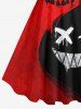 Plus Size Halloween Costume Colorblock Ghost Face Graffiti Print Tank Dress -  