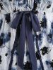 Tie Dye Mesh Floral Flocking Layered Top and Chiffon Textured Ruffles Solid Pants Plus Size Outfit -  