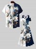 Plus Size Distressed Colorblock Flowers Leaf Print Cold Shoulder Crisscross Hawaii Maxi Dress -  