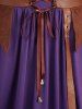 Plus Size Lace Up Ruffles Flare Sleeves Lace Trim PU Leather Patchwork 2 In 1 Medieval Renaissance Dress -  