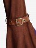 Plus Size Lace Up Ruffles Flare Sleeves Lace Trim PU Leather Patchwork 2 In 1 Medieval Renaissance Dress -  