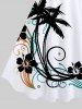 Plus Size Coconut Tree Hibiscus Flower Bird Print Hawaii Tank Dress -  