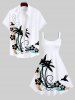 Plus Size Coconut Tree Hibiscus Flower Bird Print Hawaii Tank Dress -  