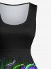 Plus Size Halloween Costume Pumpkin Tree Neon Glitter 3D Print 1950s Vintage Dress -  