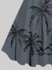 Plus Size Colorblock Coconut Tree Print Hawaii Tank Dress -  