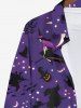 Plus Size Pumpkin Ghost Wizard Moon Star Ombre Galaxy Cat Bat Hat Print Halloween Button Shirt For Men -  