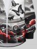 Plus Size Butterfly Rose Flower Ombre Light Beam Print Halloween Button Shirt For Men -  