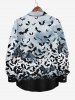 Plus Size Bat Ombre Sky Print Halloween Button Shirt For Men -  