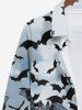 Plus Size Bat Ombre Sky Print Halloween Button Shirt For Men -  