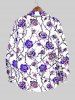 Plus Size Ombre Rose Flower Vine Print Halloween Button Shirt For Men -  
