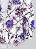 Plus Size Ombre Rose Flower Vine Print Halloween Button Shirt For Men -  
