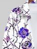 Plus Size Ombre Rose Flower Vine Print Halloween Button Shirt For Men -  