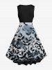 Plus Size Bat Ombre Sky Print Halloween Costume Vintage Swing A Line Dress -  