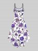 Plus Size Ombre Rose Flower Vine Print Halloween Costume High Low Asymmetric Cami Dress -  