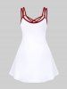 Plus Size Rose Flower Leaf Print Hawaii Crisscross A Line Cami Dress -  