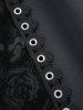 Plus Size Rose Flower Embossed Lace Up Layered Grommet Trim A Line Skirt -  