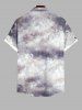 Plus Size Halloween Ombre Bat Cat Print Buttons Pocket Shirt For Men -  
