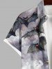 Plus Size Halloween Ombre Bat Cat Print Buttons Pocket Shirt For Men -  